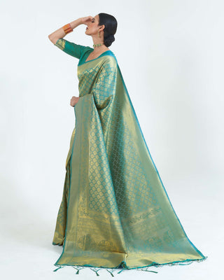 Persian Green Woven Kanjivaram Silk Saree : Limited Edition Clothsvilla