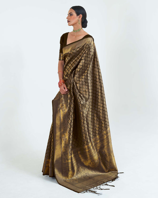 Midnight Black Woven Kanjivaram Silk Saree : Limited Edition Clothsvilla