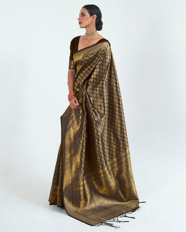 Midnight Black Woven Kanjivaram Silk Saree : Limited Edition Clothsvilla