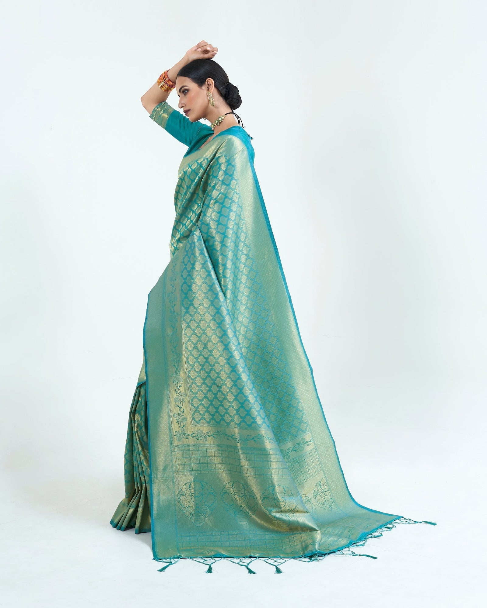 Teal Blue Woven Kanjivaram Silk Saree : Limited Edition Clothsvilla