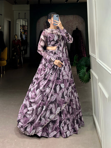 Coffee Glamorous Grace Tabby Silk Lehenga Set with Hotfix Detailing