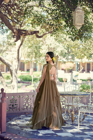 Coffee Marble Sequins Lehenga ClothsVilla