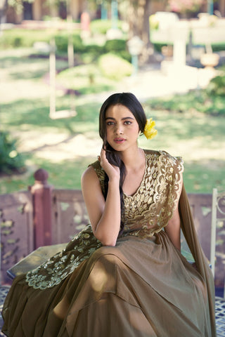 Coffee Marble Sequins Lehenga ClothsVilla