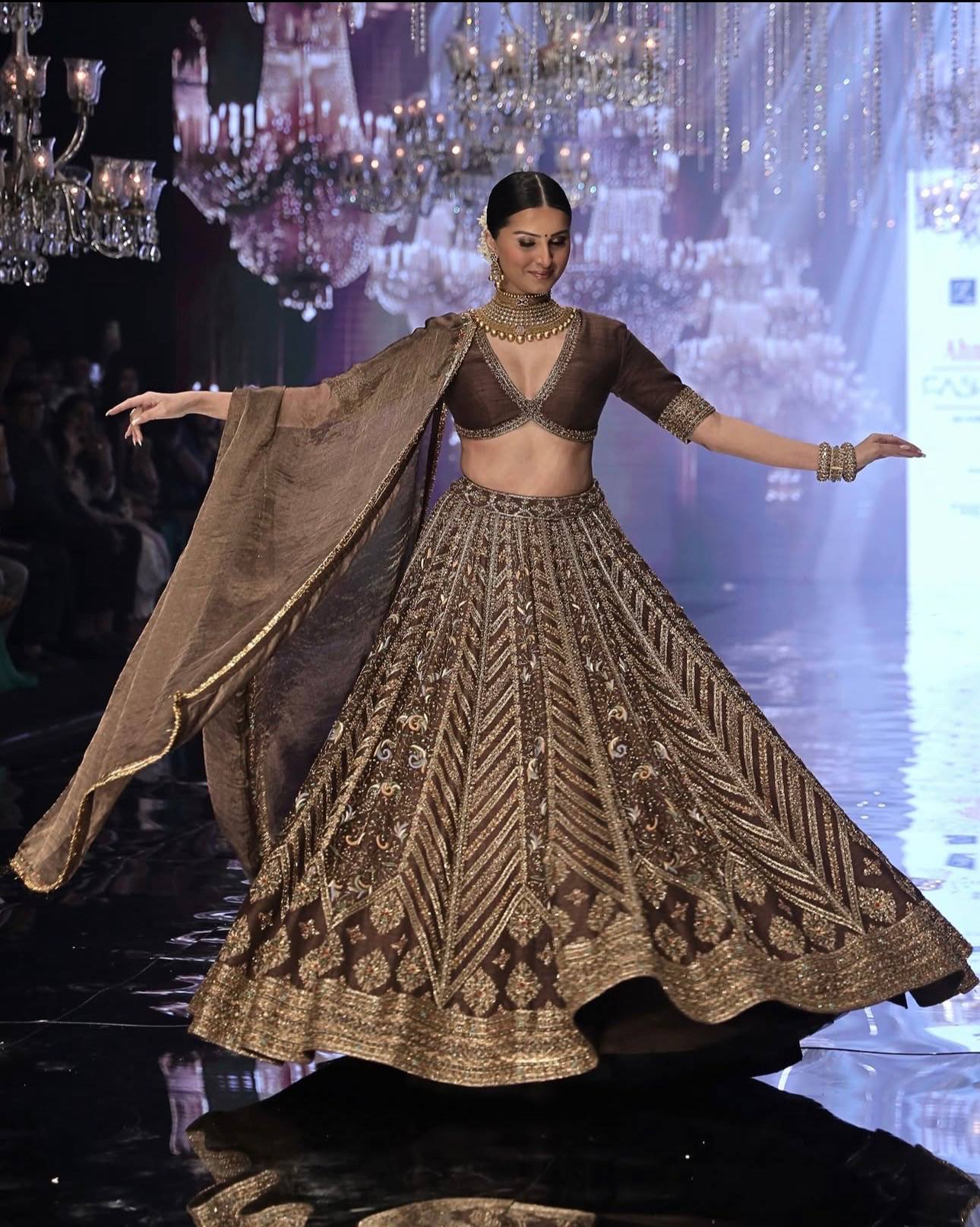 Coffee Silk Embroidered Lehenga Choli Set ClothsVilla
