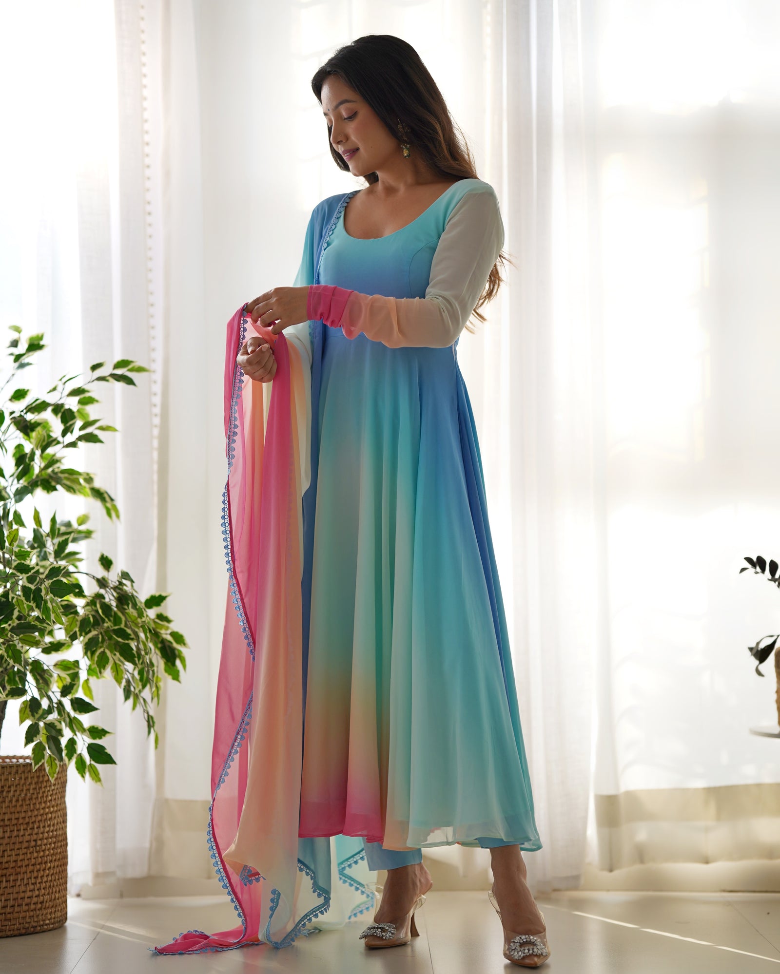 Colorful Dazzling Fox Georgette Anarkali Suit for Weddings & Festivities ClothsVilla