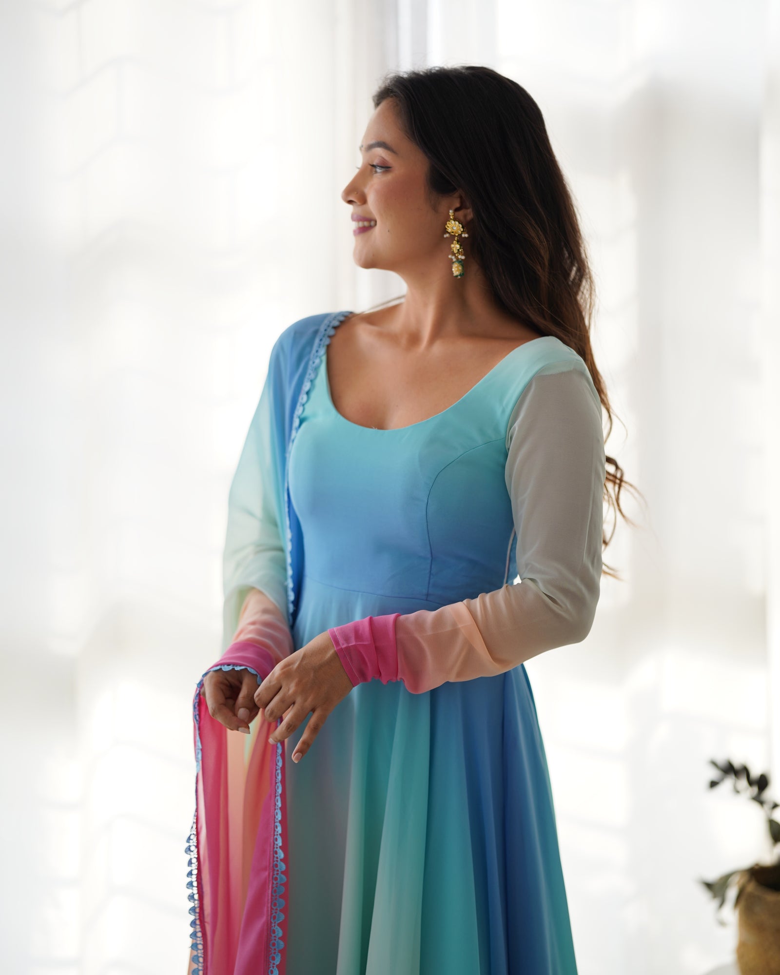 Colorful Dazzling Fox Georgette Anarkali Suit for Weddings & Festivities ClothsVilla
