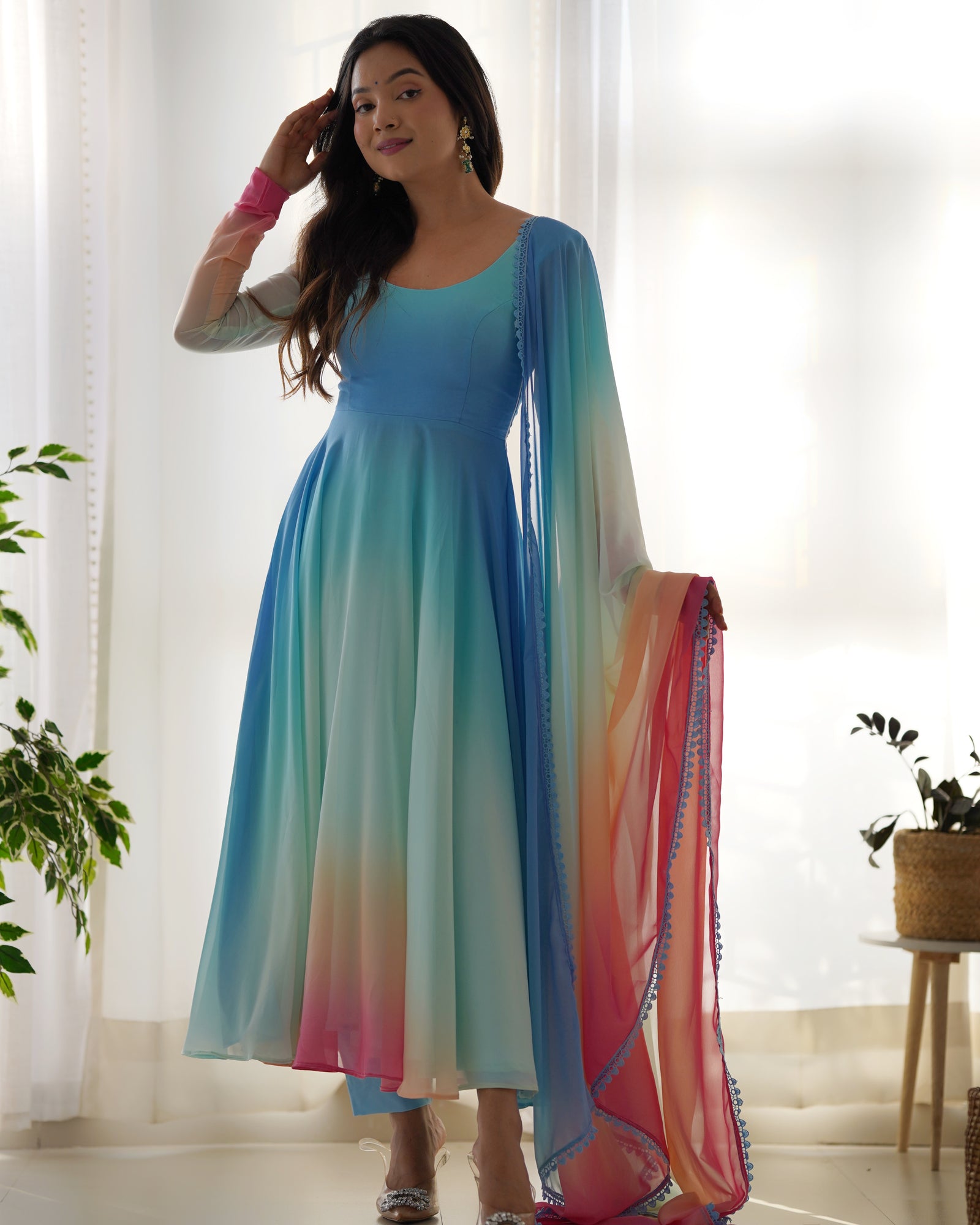 Colorful Dazzling Fox Georgette Anarkali Suit for Weddings & Festivities ClothsVilla