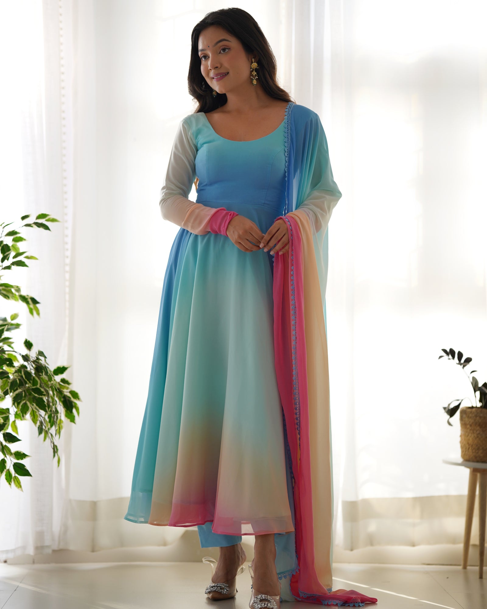 Colorful Dazzling Fox Georgette Anarkali Suit for Weddings & Festivities ClothsVilla