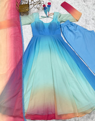 Colorful Dazzling Fox Georgette Anarkali Suit for Weddings & Festivities ClothsVilla