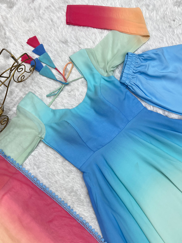 Colorful Dazzling Fox Georgette Anarkali Suit for Weddings & Festivities ClothsVilla