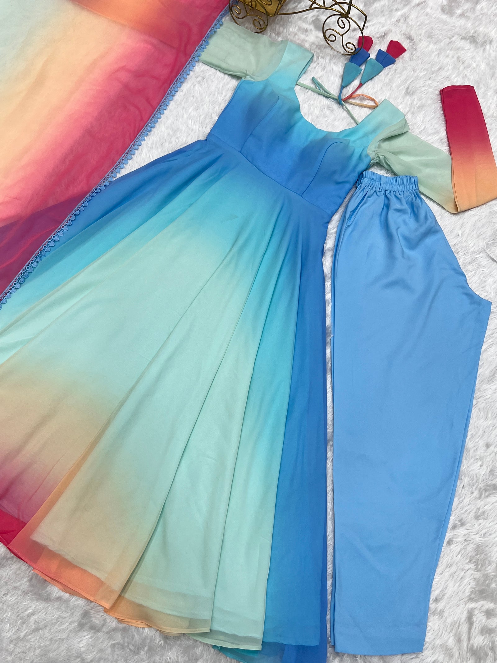Colorful Dazzling Fox Georgette Anarkali Suit for Weddings & Festivities ClothsVilla