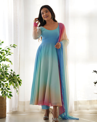 Colorful Dazzling Fox Georgette Anarkali Suit for Weddings & Festivities ClothsVilla