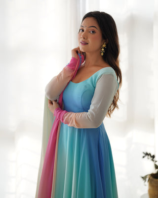 Colorful Dazzling Fox Georgette Anarkali Suit for Weddings & Festivities ClothsVilla