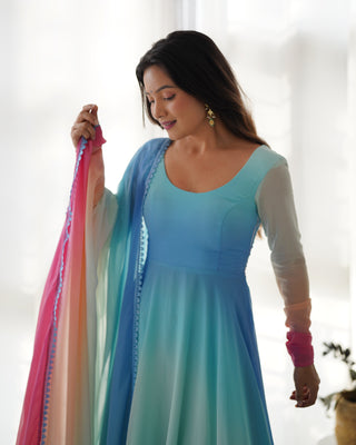 Colorful Dazzling Fox Georgette Anarkali Suit for Weddings & Festivities ClothsVilla