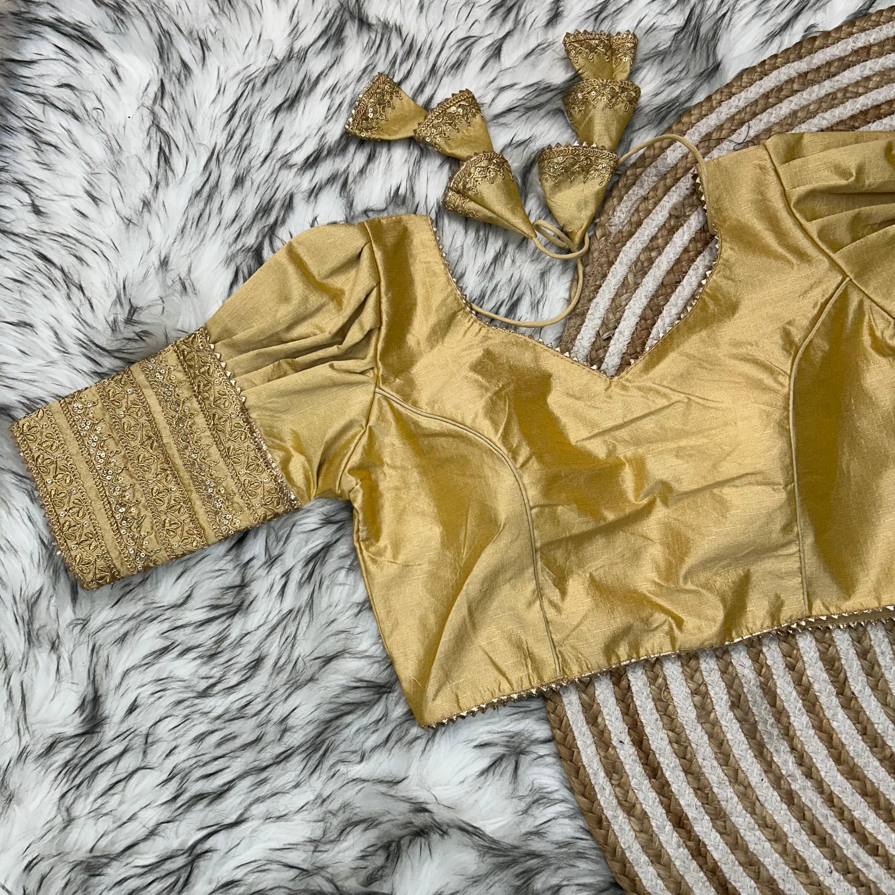 Copper Color Kilmora Silk Blouse with Handcrafted Embroidery and Sequence Accents Secondary image