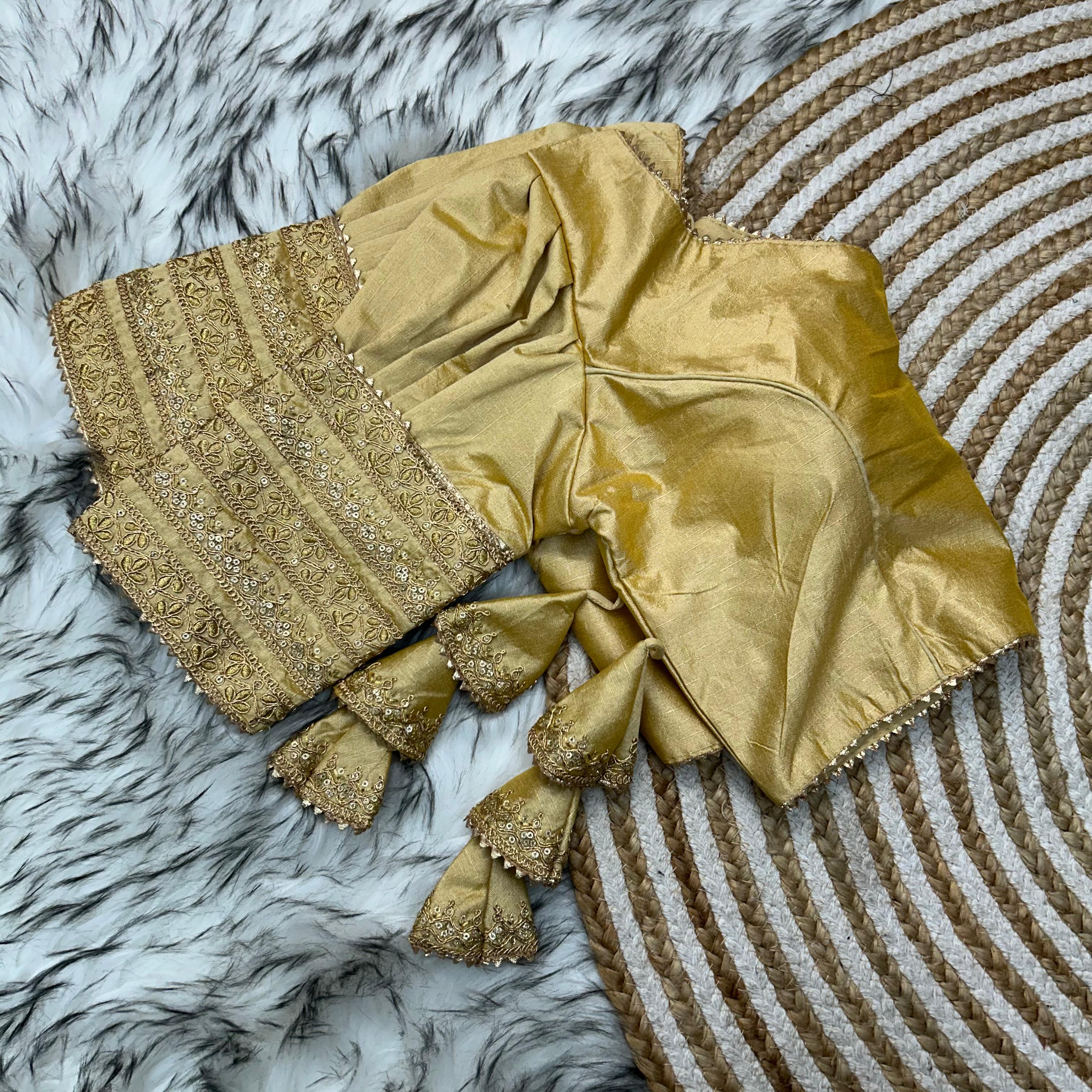 Copper Color Kilmora Silk Blouse with Handcrafted Embroidery and Sequence Accents ClothsVilla Main image
