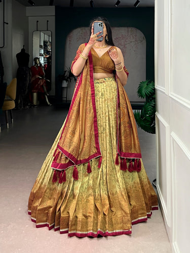 Copper Printed Lehenga Choli with Dupatta ClothsVilla