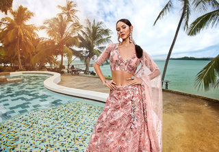 Coral Net Sequins and thread embroidery Semi-Stitched Lehenga choli & Dupatta ClothsVilla