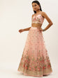 Load image into Gallery viewer, Coral Net Sequinse Work Semi-Stitched Lehenga &amp; Unstitched Blouse, Dupatta Clothsvilla