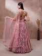 Load image into Gallery viewer, CORAL Net Sequinse Work Semi-Stitched Lehenga &amp; Unstitched Blouse, Dupatta ClothsVilla