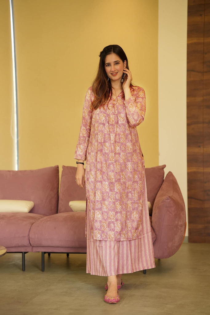 Coral Pure Maslin Digital Printed Kurta Set ClothsVilla