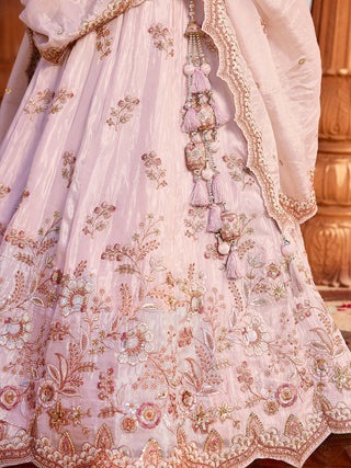 Coral Tissue Sequinse embroidery Semi-Stitched Lehenga choli & Dupatta ClothsVilla