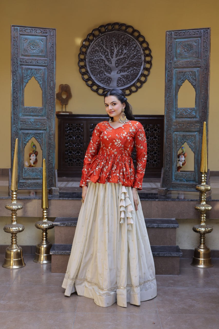 Cosmos Sequins Embroidered Lehenga Set ClothsVilla