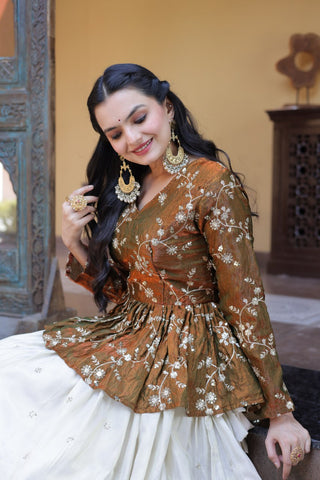 Cosmos Sequins Embroidered Lehenga Set ClothsVilla