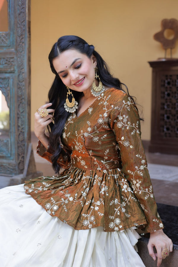 Cosmos Sequins Embroidered Lehenga Set ClothsVilla