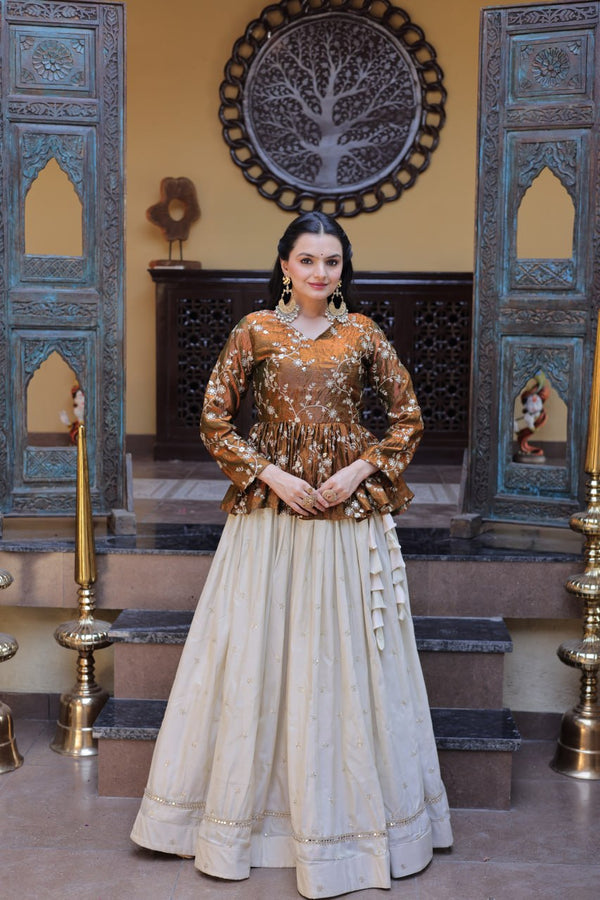 Cosmos Sequins Embroidered Lehenga Set ClothsVilla