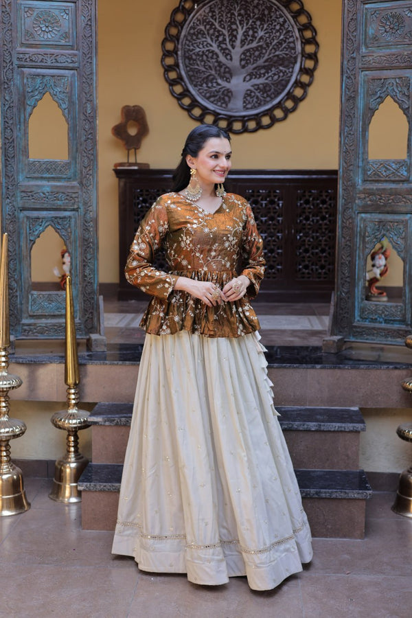 Cosmos Sequins Embroidered Lehenga Set ClothsVilla