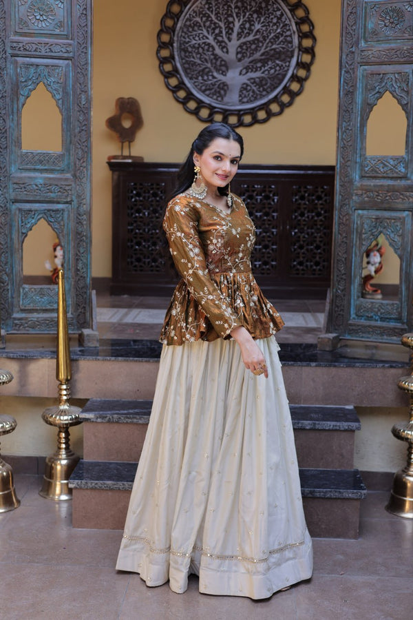 Cosmos Sequins Embroidered Lehenga Set ClothsVilla