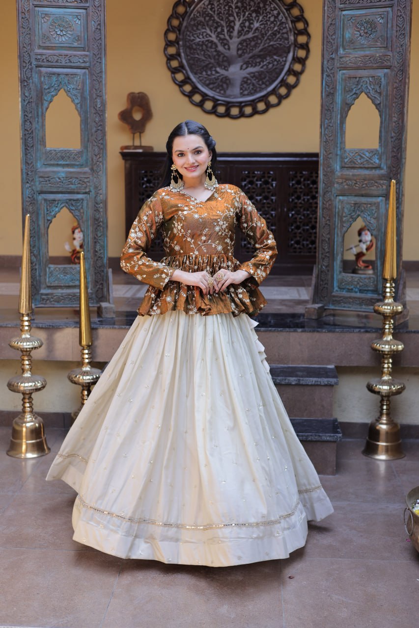 Cosmos Sequins Embroidered Lehenga Set ClothsVilla