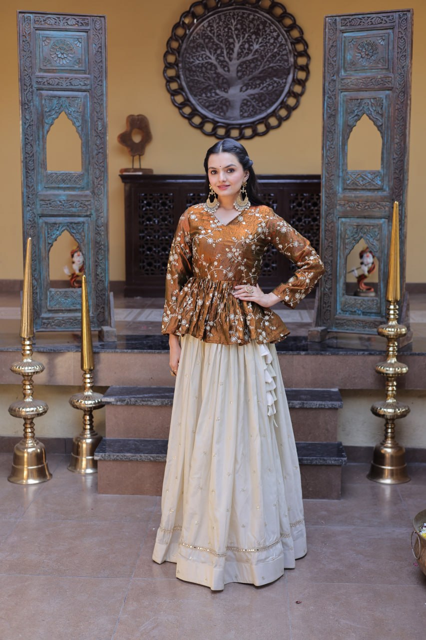 Cosmos Sequins Embroidered Lehenga Set ClothsVilla