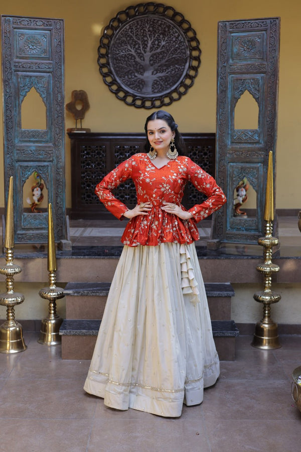 Cosmos Sequins Embroidered Lehenga Set ClothsVilla