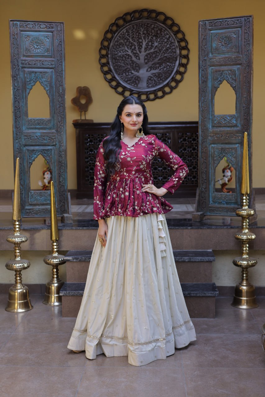 Cosmos Sequins Embroidered Lehenga Set ClothsVilla Main image
