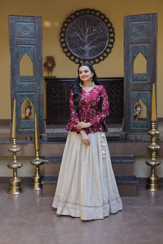 Cosmos Sequins Embroidered Lehenga Set ClothsVilla