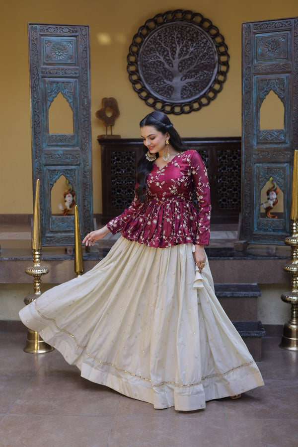 Cosmos Sequins Embroidered Lehenga Set ClothsVilla