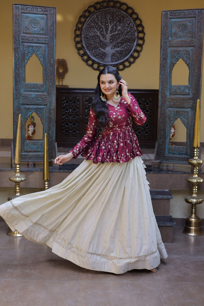 Cosmos Sequins Embroidered Lehenga Set ClothsVilla