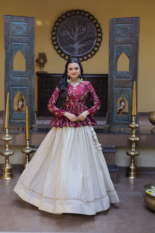 Cosmos Sequins Embroidered Lehenga Set ClothsVilla