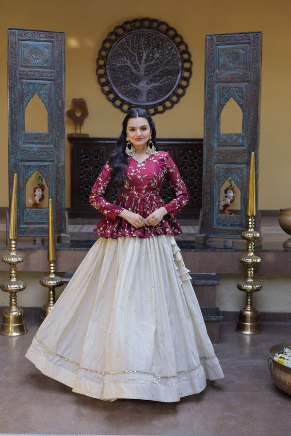 Cosmos Sequins Embroidered Lehenga Set ClothsVilla