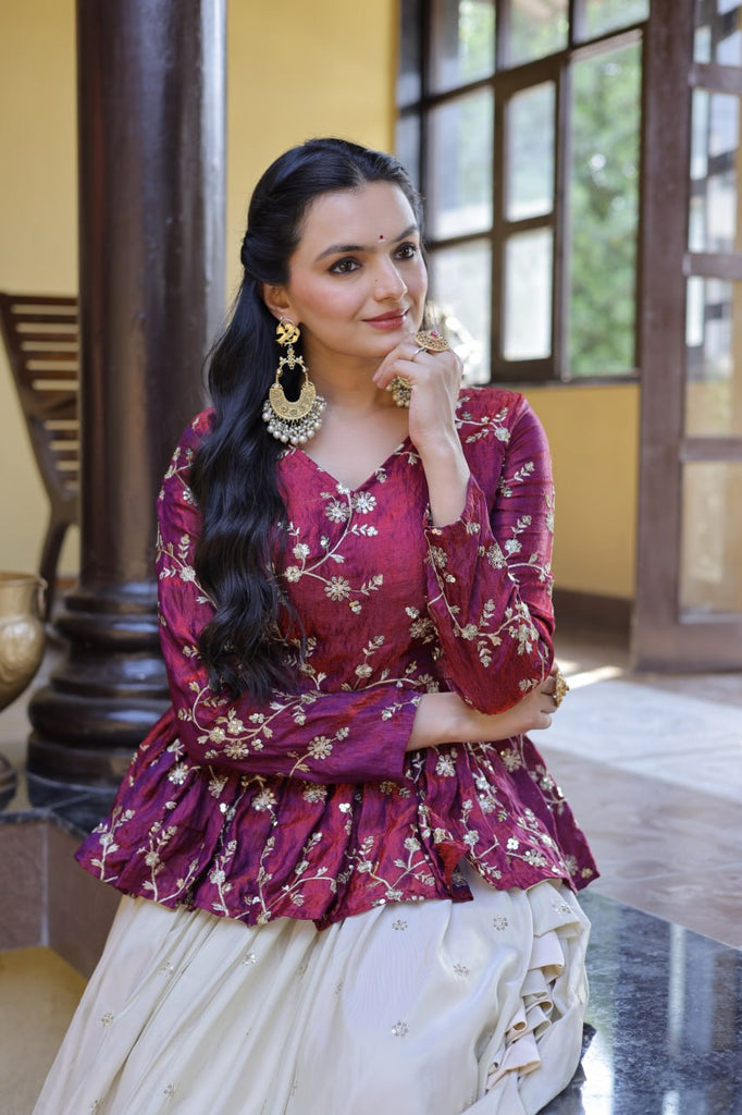 Cosmos Sequins Embroidered Lehenga Set ClothsVilla