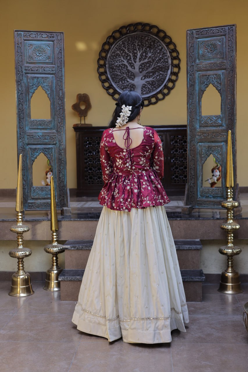 Cosmos Sequins Embroidered Lehenga Set ClothsVilla