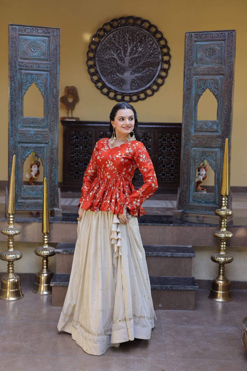 Cosmos Sequins Embroidered Lehenga Set ClothsVilla