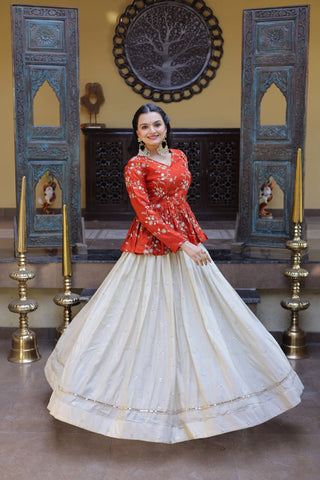 Cosmos Sequins Embroidered Lehenga Set ClothsVilla