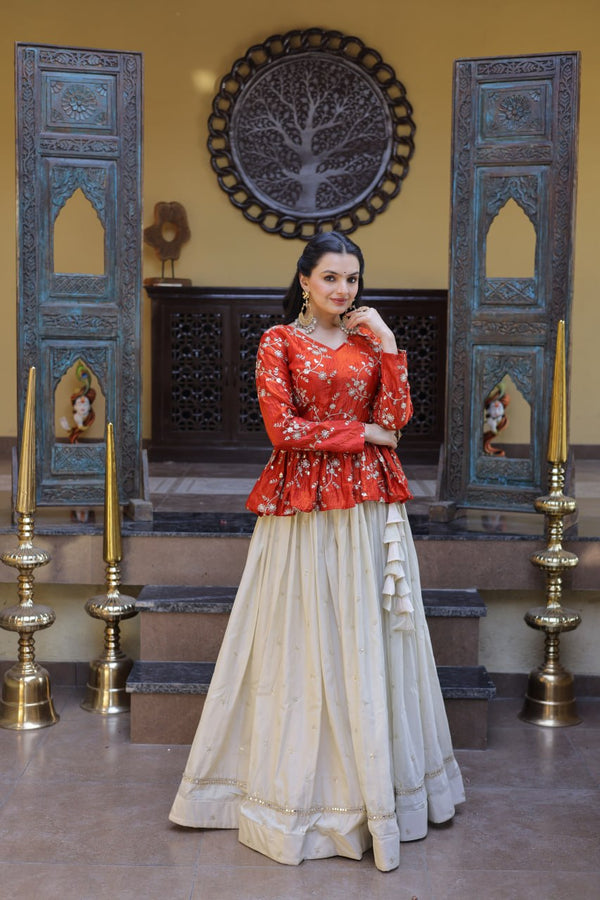 Cosmos Sequins Embroidered Lehenga Set ClothsVilla
