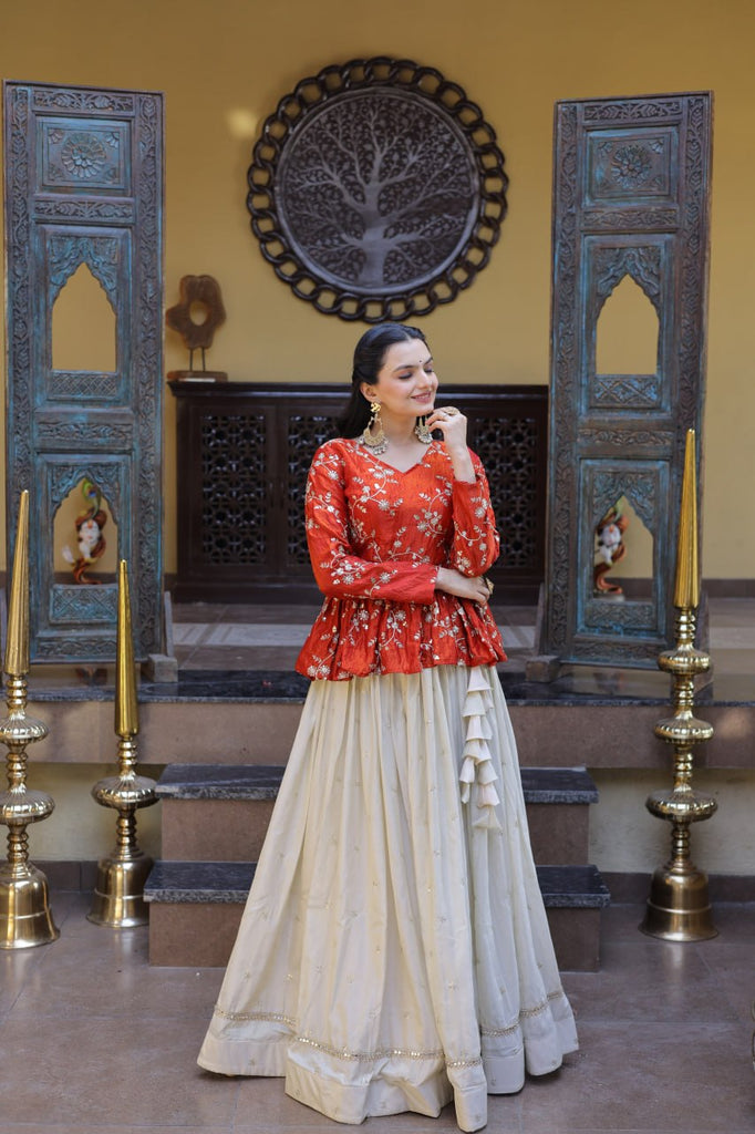 Cosmos Sequins Embroidered Lehenga Set ClothsVilla