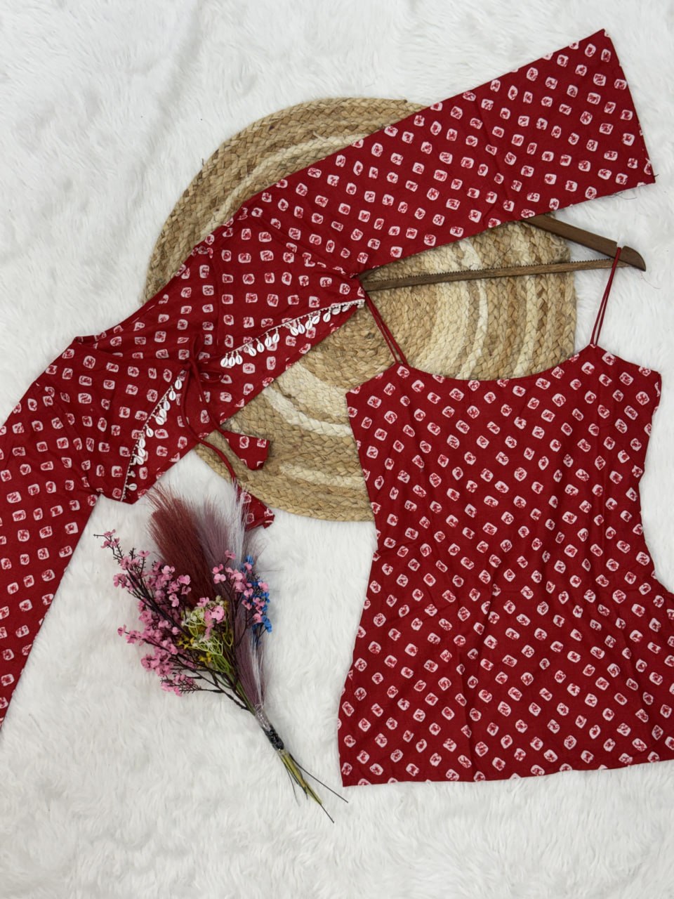 Cotton Bandhej Designer Kurti Outfit ClothsVilla