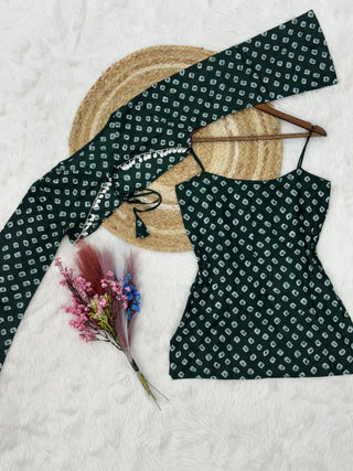 Cotton Bandhej Designer Kurti Outfit ClothsVilla