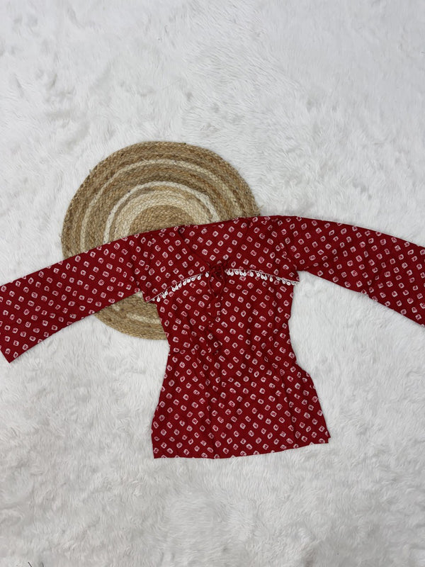 Cotton Bandhej Designer Kurti Outfit ClothsVilla